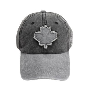 Gorra de béisbol Msmc 100% algodón, mezclilla lavada, color en contraste, hoja de arce, unisex, protección solar - Product Image 5
