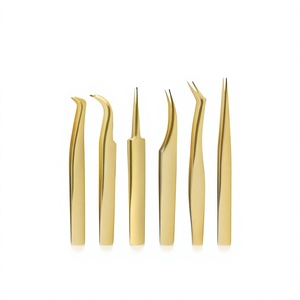 Pinces à cils et à sourcils, lot de 5, en acier inoxydable japonais, pointe courbée et lisse, marque OEM, antimagnétique, durable, 10 mm, fabriqué au Pakistan - Product Image 3