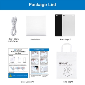 同日発送PULUZ20cm折りたたみ式ポータブル550LMライト写真照明スタジオ撮影テントボックスキット2色背景付き - Product Image 6