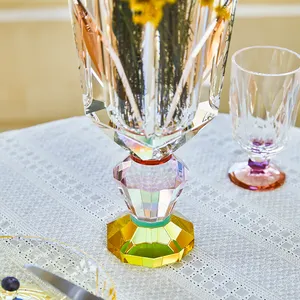 最新製品結婚披露宴のテーブルの装飾ガラスドライフラワー花瓶クリアモダンクリスタル花瓶リビングルーム用