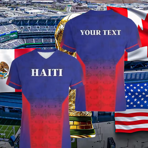 Camisetas Personalizadas de Manga Corta de Haití con Banderas Nacionales, Impresión por Sublimación, Camiseta Deportiva de Fútbol - Product Image 1