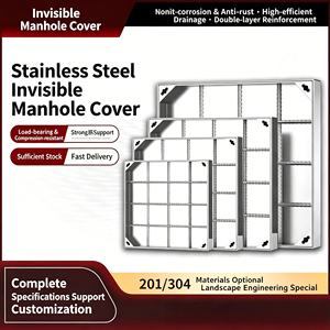 Tapa de alcantarilla cuadrada moderna antiestática de acero inoxidable galvanizado TIANHE OEM/ODM 300x300mm para drenaje de aguas pluviales - Product Image 1
