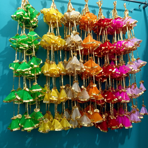 Colorful Net Gota String, haldi Mehendi Sangeet Dholki <b>Decoration</b> Hanging, Indian Pakistani <b>Wedding</b> Backdrop Decor, Diwali Decor - Product Image 2
