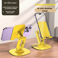 Support de téléphone portable de bureau pliable et réglable à rotation 360° en plastique avec base métallique, support universel pour tablette
