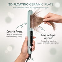 Lisseur ionique professionnel avec plaques en céramique flottantes 3D, écran numérique extra-large 230 ° Fer à lisser C double tension