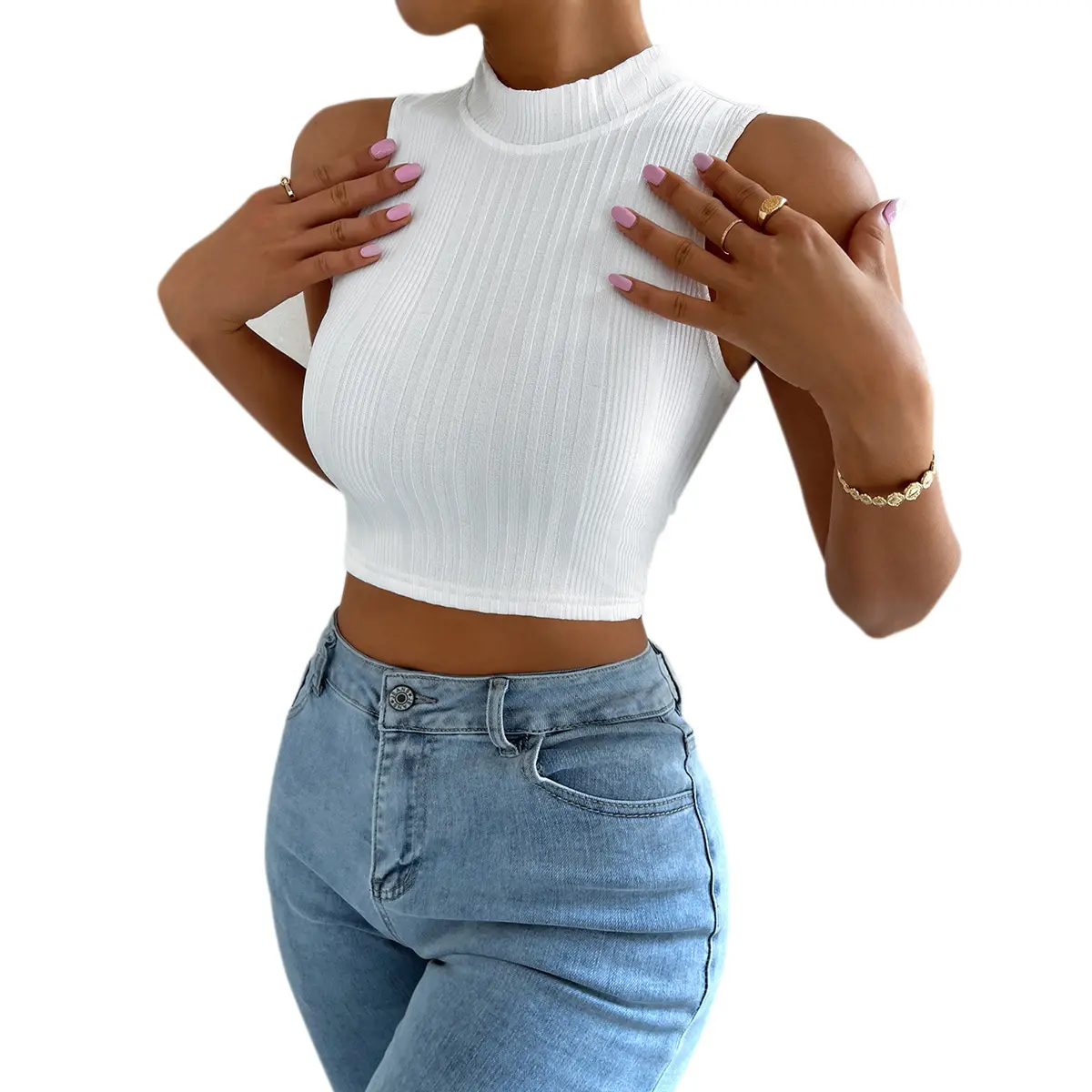 New Trendy Tops Casual 2023 Women Outfits Breathable Womans Top Solid Home Wear Crisscross Halter Knit Vest Women Vest Tank Top