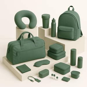 Set de Regalo de Viaje, Accesorios de Viaje Personalizados con Bolsa, Almohada para el Cuello, Botella, Paraguas, Porta Pasaporte, Artículos de Actividades - Product Image 1