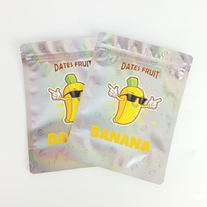 Cremallera de sellado térmico de Mylar de lámina de calidad alimentaria con logotipo personalizado para aperitivos, frutos secos, dulces, bolsa de pie con ventana transparente - Product Image 1