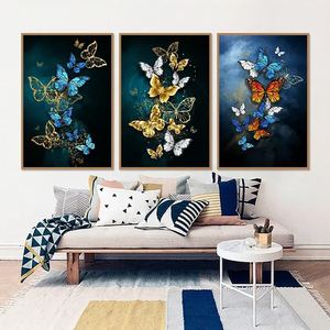 Tableau décoratif moderne de luxe léger, peintures d'animaux papillons, nature morte, dessin diamant, art mural en porcelaine cristalline - Product Image 6