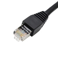 Cable de Extensión Ethernet Metabee Cat5e RJ45 de Cobre Sólido Blindado, Acoplador de Conector de Red 8P8C para Montaje en Panel con Alivio de Tensión, Negro
