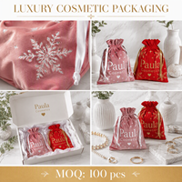 Pochette à cordon en velours épais de haute qualité avec logo, sac d'emballage en flanelle lisse pour parfums et cosmétiques