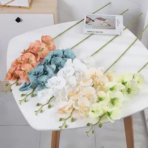 Orquídeas de seda para decoración de boda, orquídeas de mariposa de colores, orquídeas y flores de imitación, de calidad, B0043 INS