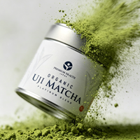 Boîte à thé matcha ronde hermétique en fer blanc de qualité alimentaire, avec logo personnalisé en relief, pour poudre de thé vert, double couvercle, coffret cadeau, vente en gros