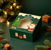 Boîte à biscuits de Noël en forme de maison avec fenêtre, motif Père Noël mignon pour les cadeaux de fête de Noël, emballage de bonbons