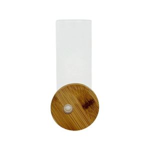 Vaso de Cerveza con Forma de Lata, Botella de Agua de 18 oz, Vaso Sublimable en Blanco, Vaso Esmerilado de 18 oz, Vaso Tipo Mason con Tapa de Bambú y Pajita - Product Image 2