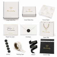 Ensemble d'emballage de luxe écologique personnalisé pour bijoux et cadeaux avec impression de logo, sac en papier, autocollant et carte