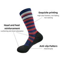Chaussettes de sport en polyester personnalisées avec logo imprimé, motifs étoiles et rayures, couleurs contrastées, patriotiques, pour équipes, course à pied, football, soccer