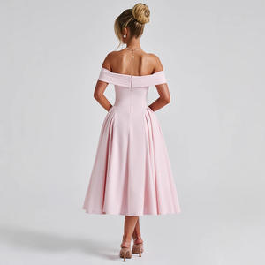 Elegante abito monospalla senza spalline alla moda senza spalline per donne Sexy estate arrivo puro colore naturale <span class=keywords><strong>Online</strong></span> - Product Image 6