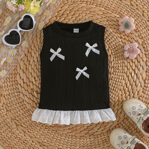 Ropa para Niños, Conjunto de Tres Piezas para Bebé Niña, Top sin Mangas con Lazo, Estampado Floral, Camiseta Básica para Recién Nacida - Product Image 5