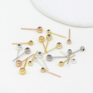 18K solid gold universal <b>earring</b> <b>post</b>, 925 silver needle, glue bead <b>earring</b> <b>post</b>, 14K gold-plated positioning and adjusting - Product Image 4