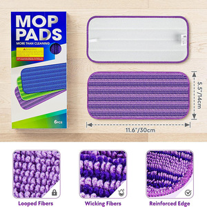 Tampons de serpillière réutilisables compatibles avec <span class=keywords><strong>Swiffer</strong></span> <span class=keywords><strong>WetJet</strong></span>, recharges de serpillière lavables en microfibre pour usage humide et sec, compatibles avec les sols en bois dur - Product Image 2