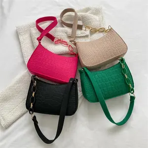 Crocodile Pattern Small Square Bag For Women 2023 New Shoulder Slung Felt Bag Chain Fashion Underarm Bag