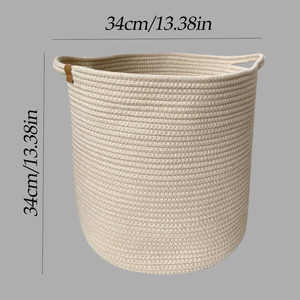 Grand panier en <span class=keywords><strong>corde</strong></span> de coton tressée de 13 pouces, bac de rangement pour jouets de chambre d'enfant, panier à <span class=keywords><strong>linge</strong></span> blanc avec poignées pour couvertures et oreillers - Product Image 4