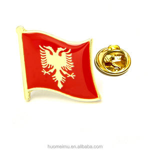 Bandera albanesa de estilo vintage, insignia de metal, aleación de zinc, insignia de bandera europea, salida de fábrica - Product Image 1
