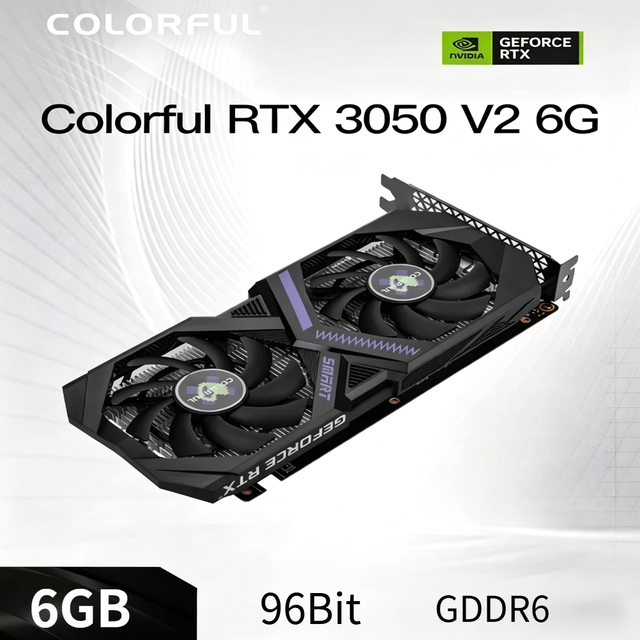 New GPU Colorful GeForce RTX 3050 6G GDDR6 DLSS2 Graphics Card Gaming Office Desktop Computer Accessories