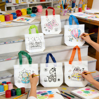 Sac fourre-tout en tissu non tissé pour enfants, idéal pour le bricolage, la peinture, le coloriage et le graffiti, sac de courses pour stand de marché