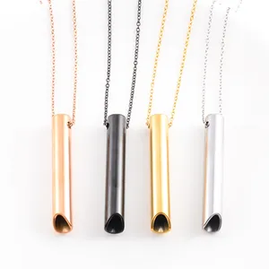Meditation Stress Relief Stainless Steel <b>Anxiety</b> Breathing Necklace Mindfulness Whistle Pendant with Chain Yoga Ritual <b>Jewelry</b> - Product Image 4