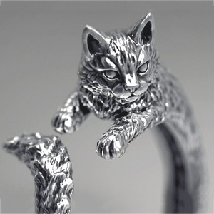 Vintage Silver Color <strong>Cat</strong> <strong>Ring</strong> Terrible Evil Witch <strong>Cat</strong> Opening <strong>Ring</strong> Cocktail Party Women's Cute Pet <strong>Rings</strong> Anniversary Wholesale - Product Image 1