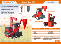 Moulin à riz commercial DAWN AGRO 500-600 kg/h, haute capacité, 380 V, diesel, avec écran vibrant et élévateur