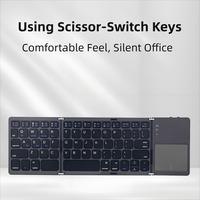 Keyboard Nirkabel Tri-Fold 64-Key Scissor Switch dengan Touchpad Ultra Tipis, Dapat Diisi Ulang via Type-C, Kompatibel dengan iPad/Tablet PC iPhone untuk Kantor