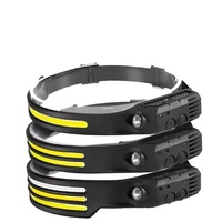 Lampe frontale COB haute puissance, étanche, pour le camping, avec détecteur de mouvement, rechargeable