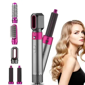 Pengering rambut 5-in-1, sisir penata peniup udara panas 5-in-1, sikat rambut pengering tiup keramik Ion negatif untuk hadiah wanita