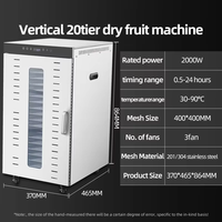 20 Bakken Grote Capaciteit Elektrische Digitale Voedseldroger Fruitdroger Dehydrator voor Commercieel Gebruik