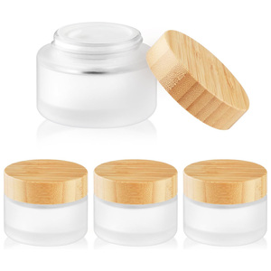 Bocaux en verre écologiques 5g-200g avec couvercle à vis en bambou, option givré, pour huiles essentielles, soins de la peau, crèmes pour les yeux et lotions - Product Image 1