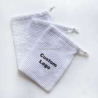Sac à cordon en coton gaufré réutilisable, pochette en tissu gaufré, sac cadeau en coton avec logo personnalisé, sac à cordon en gros