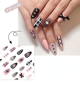 ชุดเล็บปลอมรูปหัวใจไล่สี 12 ชิ้น/ชุด พร้อมโบว์และดาว สำหรับตกแต่งเล็บนิ้วมือ  ออกแบบสำเร็จรูปพร้อมกาว ขายส่ง 3248 - Product Image 6