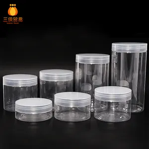 100ml 8oz 500ml 1000ml Clear Pet Plastic Storage Container Food Grade Cosmetic Cream Jar With Lid