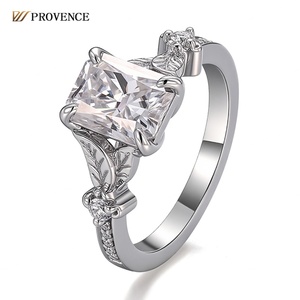 Bagues fines en diamant de laboratoire de taille radiant personnalisée DEF VVS, or blanc 18K 14K 10K, bijoux en or massif pour femmes, fiançailles, mariage - Product Image 1