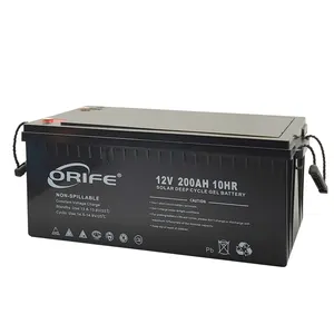 ORIFE China Supplier Custom Deep Cycle Lead Acid Solar Gel 12v 200ah Copper Battery