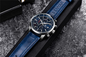 Reloj BENYAR 5102 para Hombre, Cronógrafo Deportivo a Prueba de Agua, Relojes de Pulsera de Cuero Genuino para Hombre, Nuevo Reloj de Lujo para Hombre, Regalo - Product Image 4