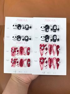 Kit de faux <span class=keywords><strong>ongles</strong></span> réutilisables à presser, style gothique vintage squelette, toile de <span class=keywords><strong>sorcière</strong></span> dessinée à la main, pour Halloween et tenue de cosplay - Product Image 4