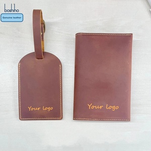 Vintage Style Genuine Leather Passport Cover with Tag Set Protective Storage Case for Travel Documents and Photos - Product Image 1