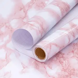 ORON Modern Pink Vinyl Wallpaper Peel And Stick Waterproof Self Adhesive 3d Wall Marble Sticker for Wall decoration