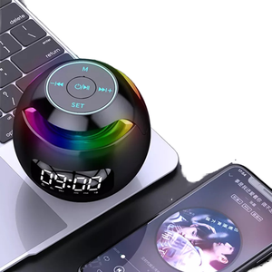 Colorful Clock <b>Speaker</b> <b>Mini</b> Portable Home Use Round Ball Card Insert Small Cannon Computer <b>Speaker</b> - Product Image 1