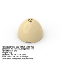 Gobricks GDS-90452 Pièces de blocs de construction en plastique ABS LDD 24132 Pod allongé 4x4x1 2/3 Briques supérieures Dragon Egg pour MOC