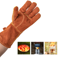 Gants de barbecue en cuir de vachette résistants à la chaleur à haute température à 500 degrés avec une excellente isolation pour la cuisson et les grillades